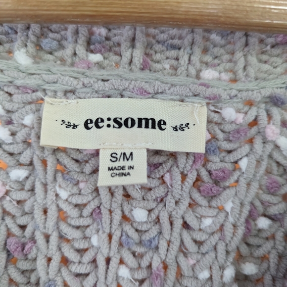 eesome chunky chenille v-neck cropped sweater wavy hem small/medium - Picture 6 of 7